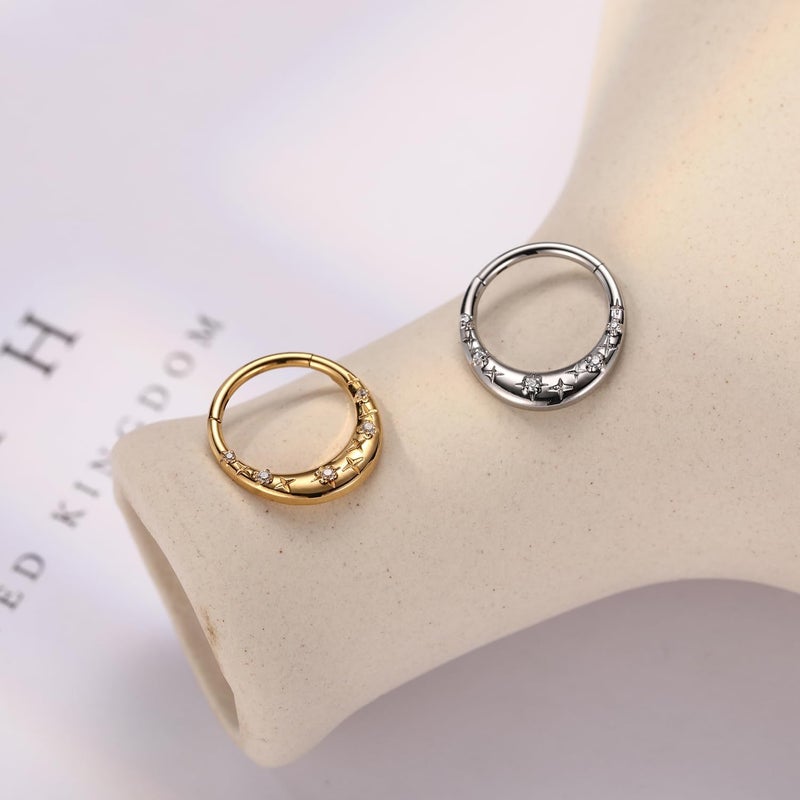 FUNLMO Store 316L Surgical Steel Septum Ring Nose Ring Hoop Hypoallergenic Daith Cartilage Conch Tragus Rook Earlobe Piercing Jewerly for Women Men - Image 5